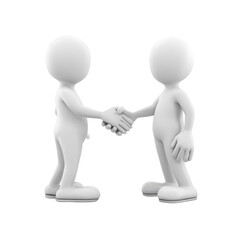 Handshake Between Two 3D Characters Symbolizing Agreement and Partnership in Professional Settings