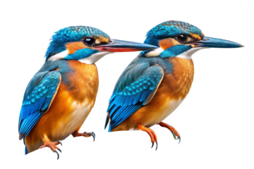 two Kingfisher bird on a white background