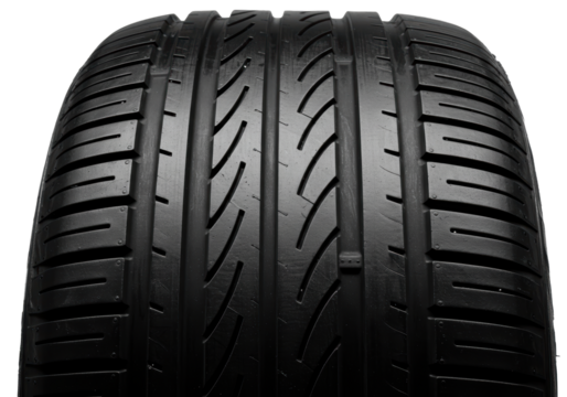 Isolated Close-Up of New Car Tire Tread