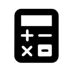 Fototapeta premium Black icon of a basic calculator with arithmetic symbols, representing calculation, budgeting, accounting, or financial and educational use. 