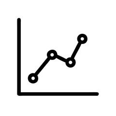 Simple black icon of a line graph with data points, representing statistics, analytics, performance tracking, or financial trends.
