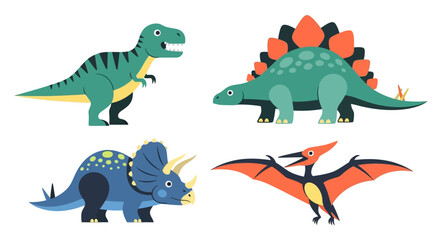 Cute Cartoon Dinosaurs Vector Set for Kids