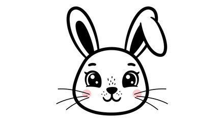 Fototapeta premium Cute bunny face vector illustration for easter celebration, flat style design for cards and posters
