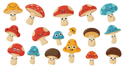 Playful mushroom characters vector illustration for fun and whimsical designs