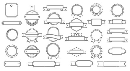Vintage badge collection vector illustration for design projects, flat outline style