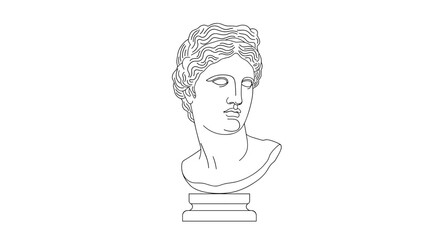 Classical greek bust line art vector illustration: design for minimalist decor and art prints