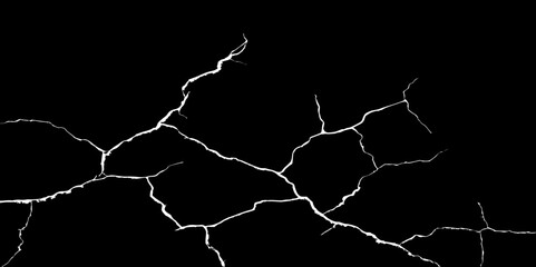 Generate an image depicting a high-contrast texture of a surface with luminous, branching cracks against a deep, dark, or black background. The cracks should appear to glow or be brightly highlighted.