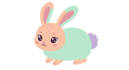 Cute bunny vector illustration in pastel colors for easter design and decoration in flat style