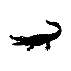Crocodile icon, Alligator silhouette, Crocodile silhouette vector illustration