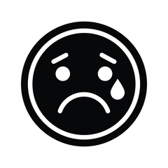 Fototapeta premium Sad Face Emoji Icon Vector Illustration of a Crying Emoticon