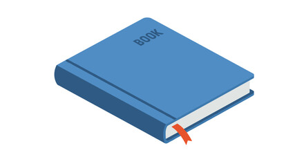 Isometric vector illustration of blue book with bookmark for educational design