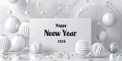 White-Themed New Year Card 2026