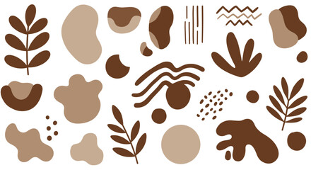 Abstract organic shapes vector illustration for modern design in earth tones