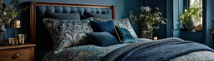 Transform a bedroom with statement boucle bed and cozy textiles in harmony