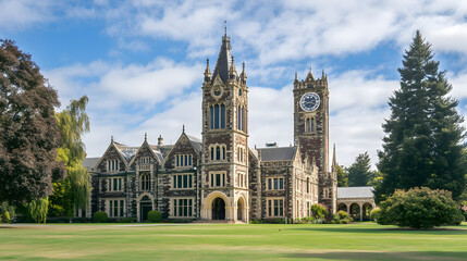Emmanuel College in Wellesley, New Zealand. Illustration of popular places in the world.