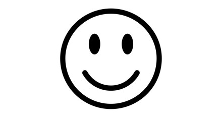 Smiley face icon vector illustration for design, minimalist black and white symbol