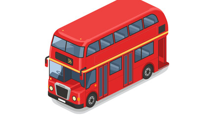 Red double decker bus isometric vector illustration for transport design