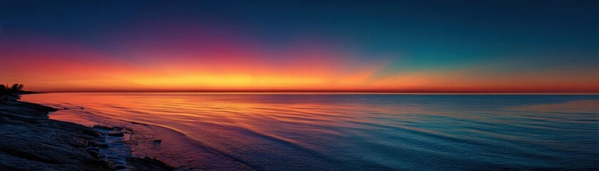 Watch as the ocean meets the sky in a stunning horizon, filled with vibrant colors