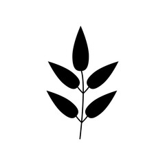 branch with leaves vector silhouette isolated on white background 