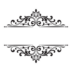 Elegant Black and White Decorative Frame Design Vintage Flourish with Swirls and Ornate Elements for Invitations and Formal Documents