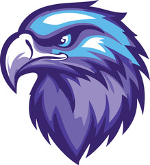 Purple Eagle Head Logo: A stylized illustration of an eagle's head, rendered in shades of purple and blue, ideal for logos, mascots, or branding. The eagle's gaze is intense and powerful.