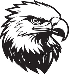 Obraz premium Majestic Eagle Portrait: An intense black and white portrayal of an eagle's head, exuding strength and freedom. The artwork's precise lines and stark contrasts highlight the eagle's powerful gaze.