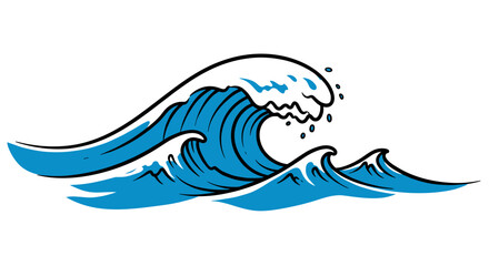 Obraz premium Ocean waves vector illustration: surf concept in vibrant line art style for design