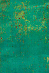 Rusted metal surface texture showing weathered paint outdoors