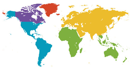 Colorful world map vector illustration for educational design and infographic use