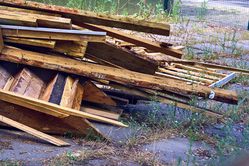 Wooden different waste refuse after renovation,repair