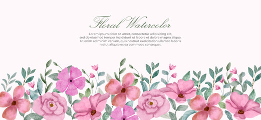 beautiful pink floral watercolor border