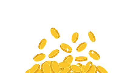 Golden coins falling vector illustration: wealth and prosperity design for digital use in flat style