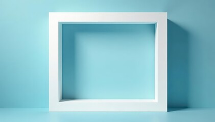 Fototapeta premium Bold white square frame isolated, stark contrast, art, album