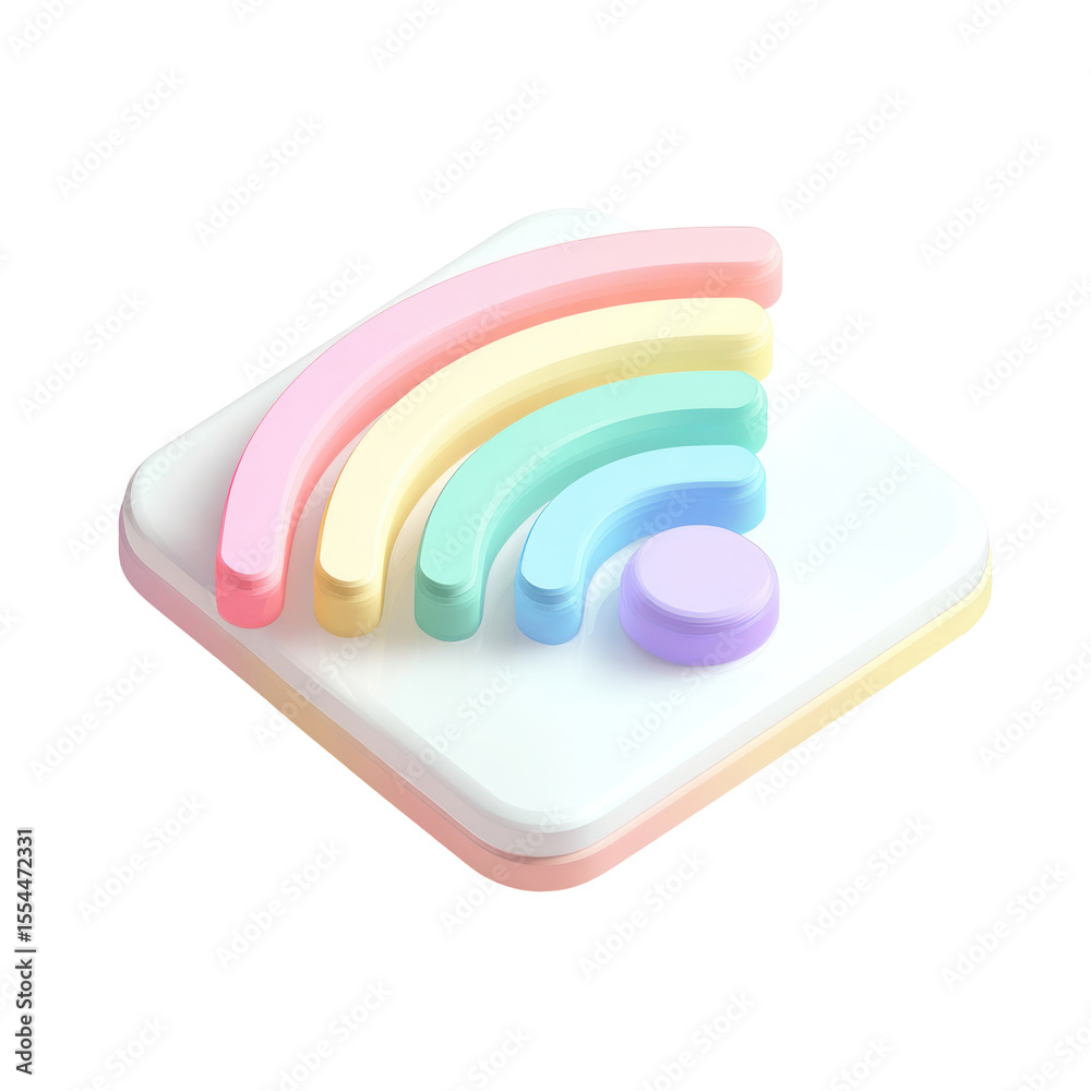 Poster colorful abstract icon representing digital communication and connectivity with soft curves and grad