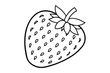 strawberry coloring page line art vector illustration