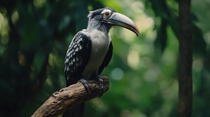 Obraz premium Sri lanka grey hornbill adult perched on branch