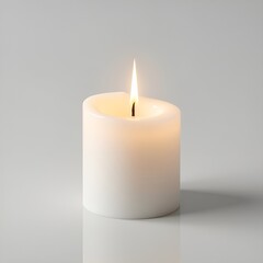 Burning White Candle with Flame Isolated on Transparent Background for Relaxation and Meditation