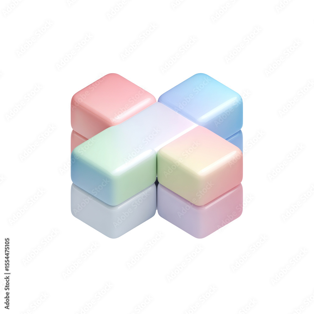 Poster Soft Colored 3D Blocks with Smooth Edges Creating a Playful and Abstract Composition for Creative Projects