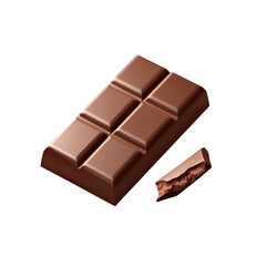 Delicious Milk Chocolate Bar with One Broken Piece on Isolated Background