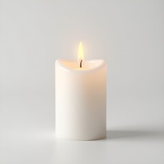 Burning white candle isolated on transparent background with glowing flame for relaxation and decoration