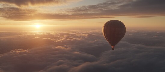 Obraz premium Sunrise Hot Air Balloon Flight Above Cloudscape (1)