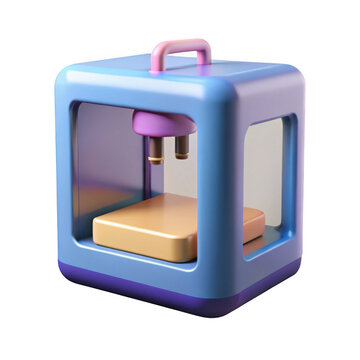 3d render of a cute cartoon 3d printer isolated on transparent background