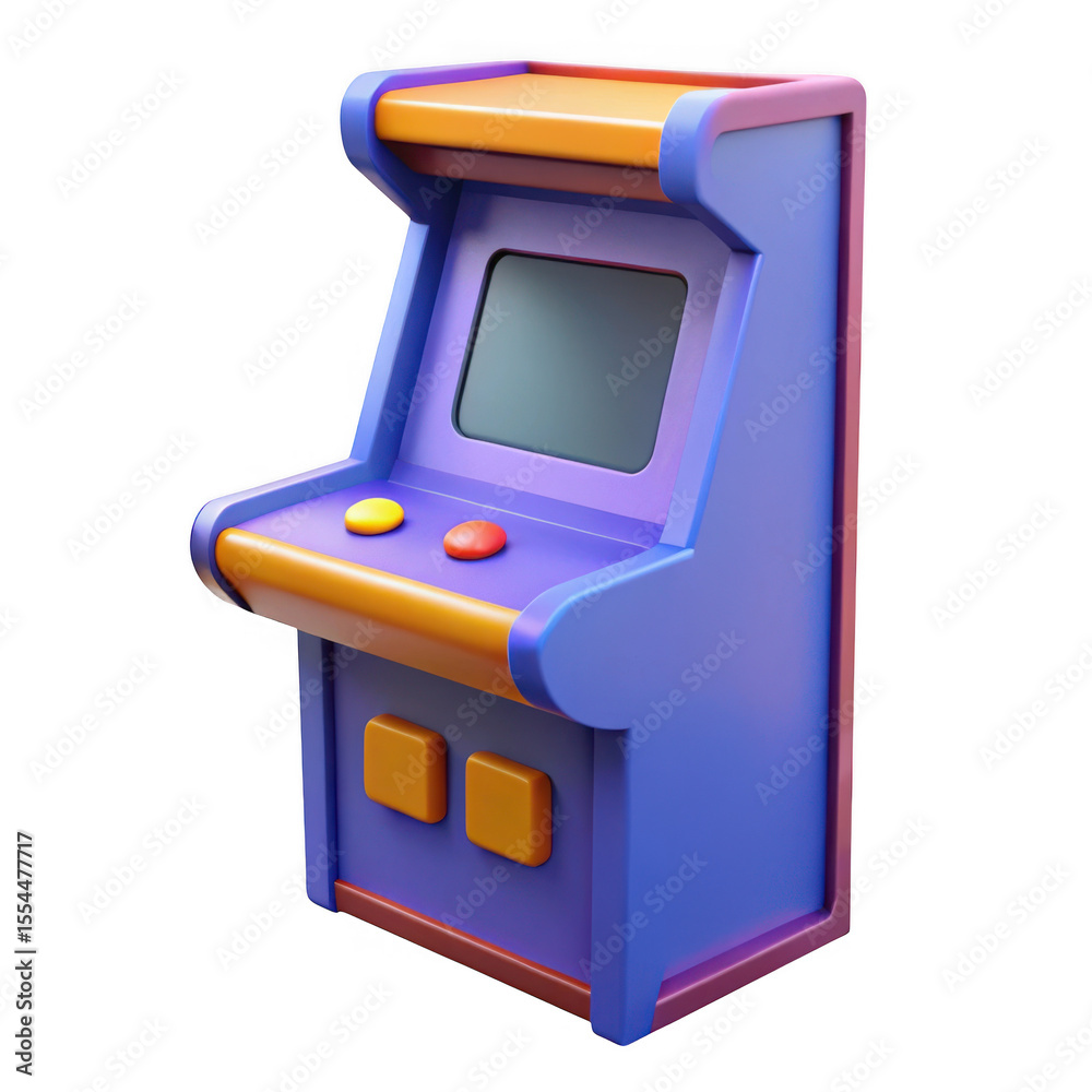 Wall mural 3d retro arcade game machine isolated on transparent background