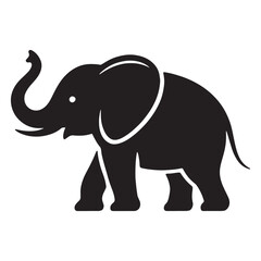 Illustration of a black elephant on a white background