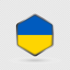 Ukraine Flag Icon in Hexagon Shape.