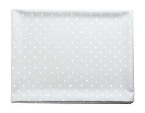 Simple grey backdrop with white polka dots.