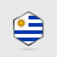 Uruguay Flag Icon in Hexagon Shape.