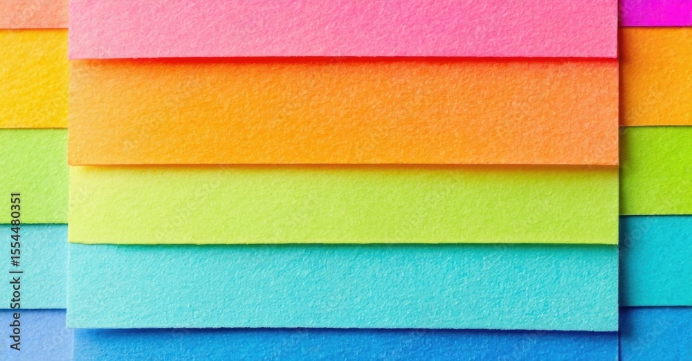 Poster colorful paper layers create vibrant spectrum. texture visible, simple composition, flat design. bri