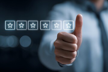 Obraz premium Five-Star Rating, Thumbs Up, Feedback