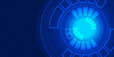 Abstract Technology and Big Data Dynamic Background hexagons Grid with Light on Dark Blue Background